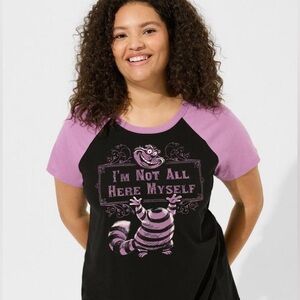 Torrid Disney Alice in Wonderlane Raglan Short Sleeve Tee Size 1